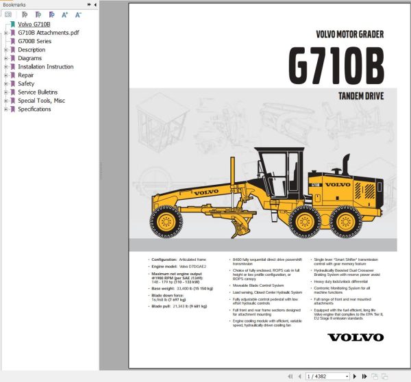 Volvo Motor Grader G710B Service and Repair Manual 1 1