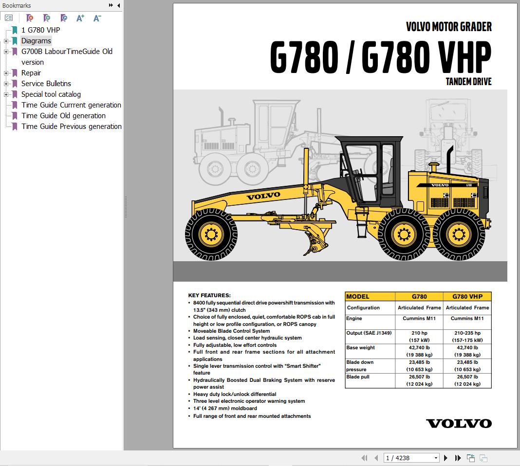 Volvo Motor Grader G780 Service and Repair Manual 1 1