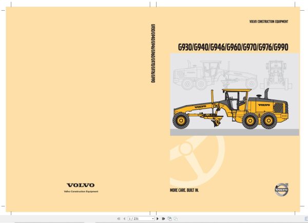 Volvo Motor Grader G930 to G990 Operators Manual ES 1