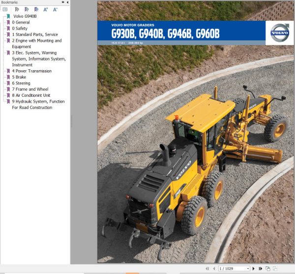 Volvo Motor Grader G940B Service and Repair Manual 1