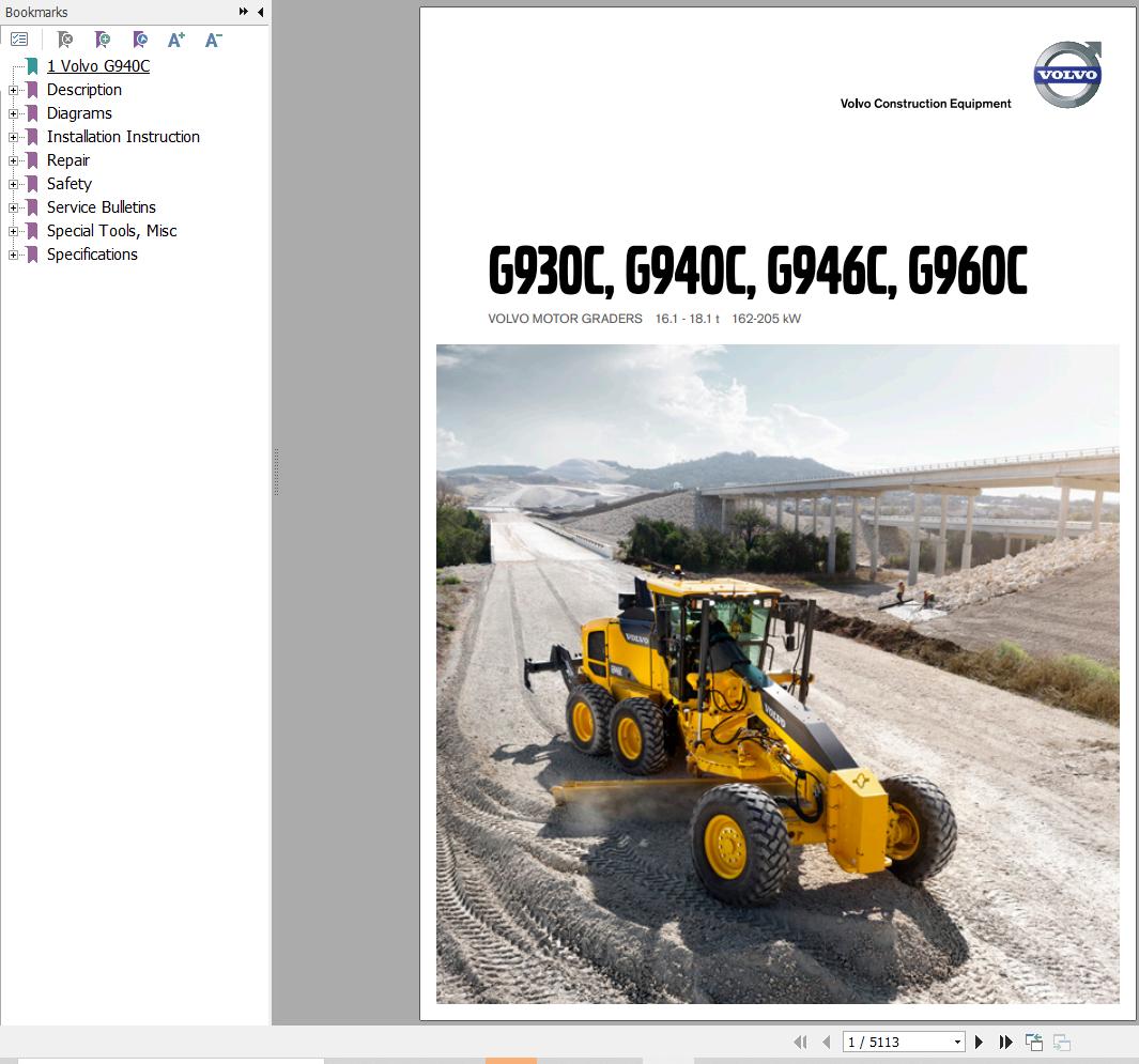 Volvo Motor Grader G940C Service and Repair Manual 1