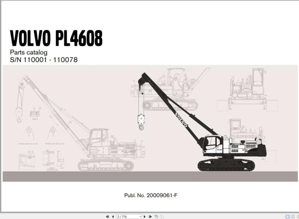 Volvo Pipelayer PL4608 Parts Catalog 20009061 F 1