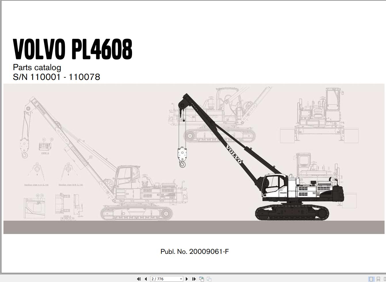 Volvo Pipelayer PL4608 Parts Catalog 20009061 F 1