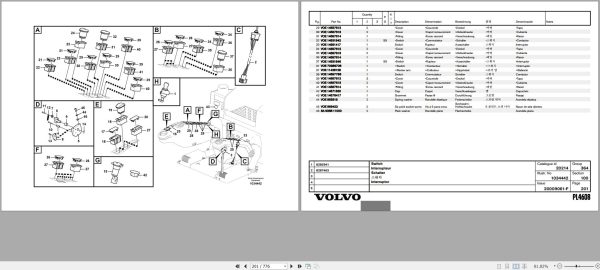 Volvo Pipelayer PL4608 Parts Catalog 20009061 F 2