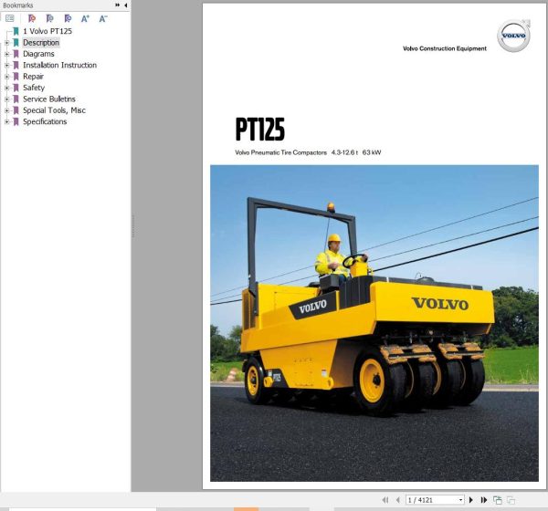 Volvo Pneumatic Tire Compactors PT125 Service and Repair Manual 1