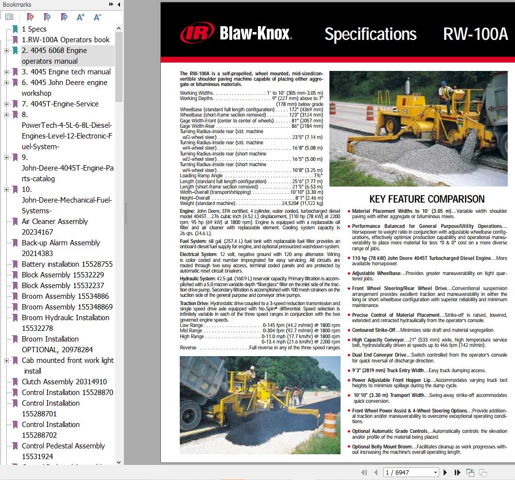 Volvo Road Widener RW 100A Operation Manual 1