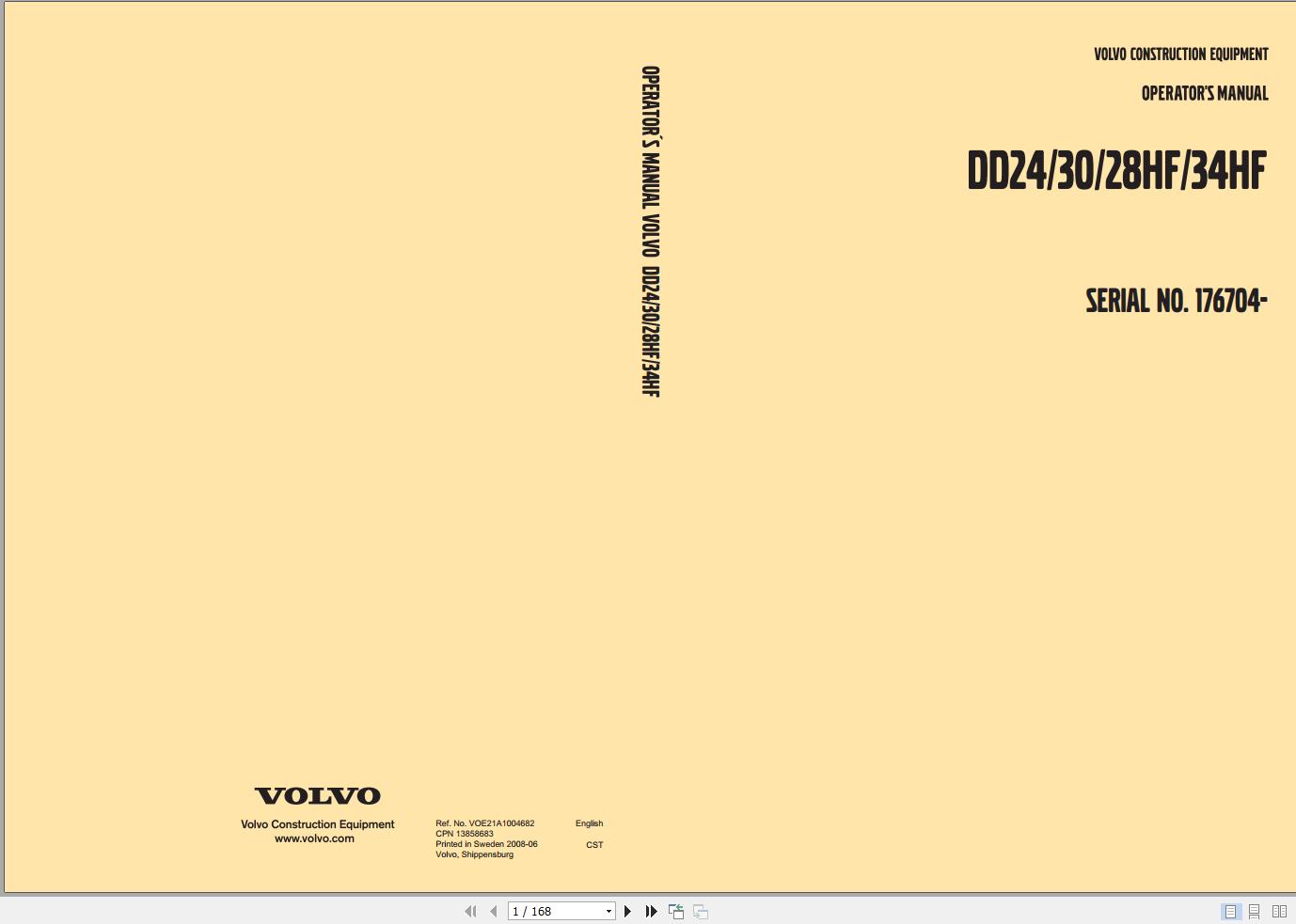 Volvo Roller DD24 to D34HF Operators Manual VOE21A1004682 1