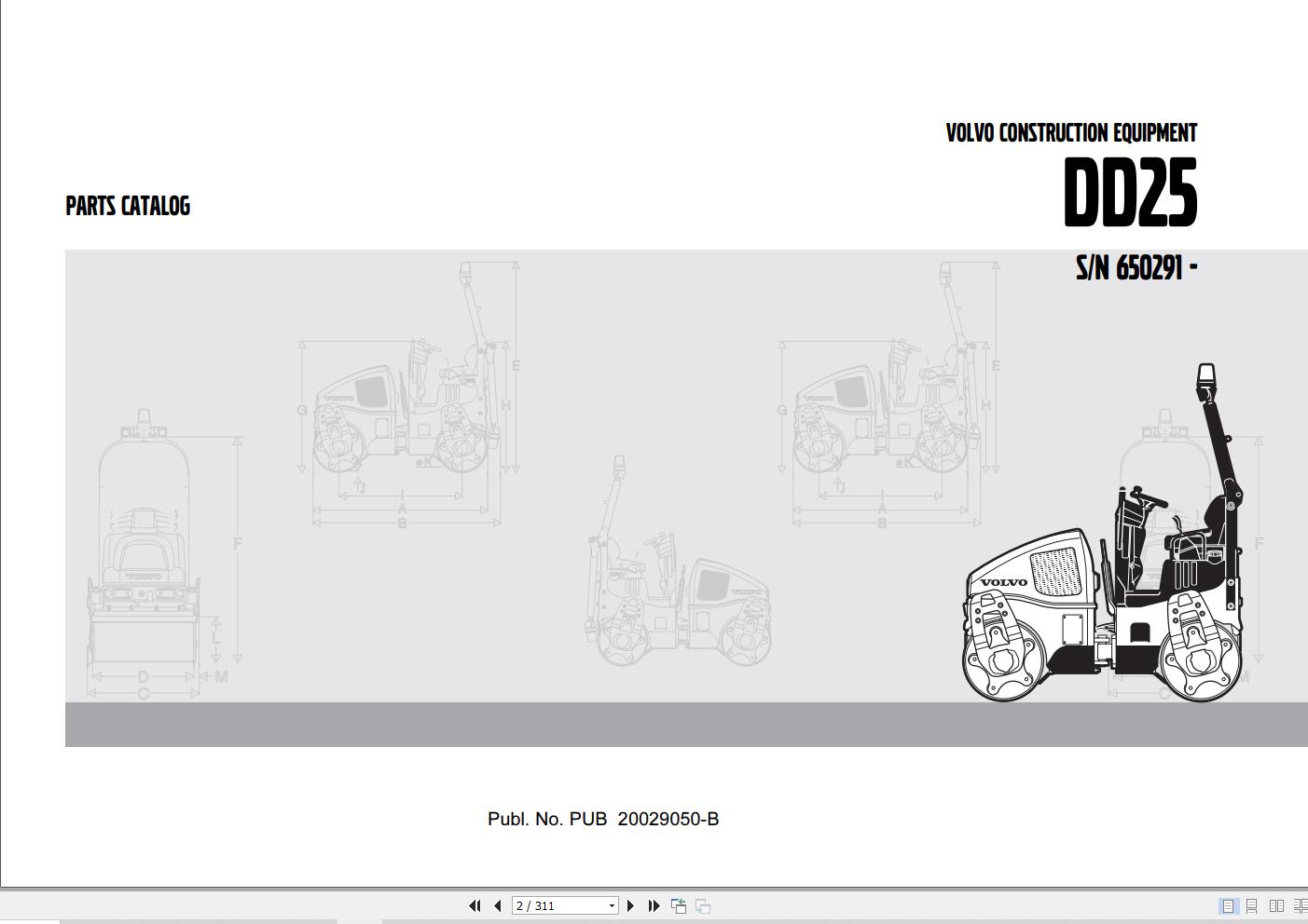 Volvo Roller DD25 Parts Catalog PUB20029050 B 1