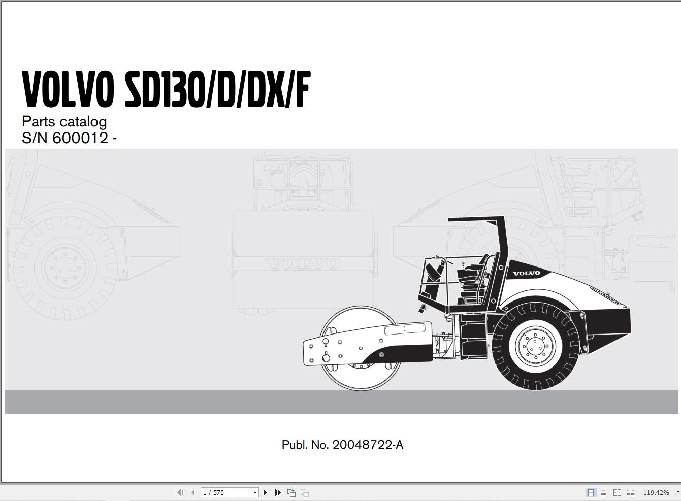 Volvo Roller SD130D SD130DX SD130F Parts Catalog 20048722 A 1