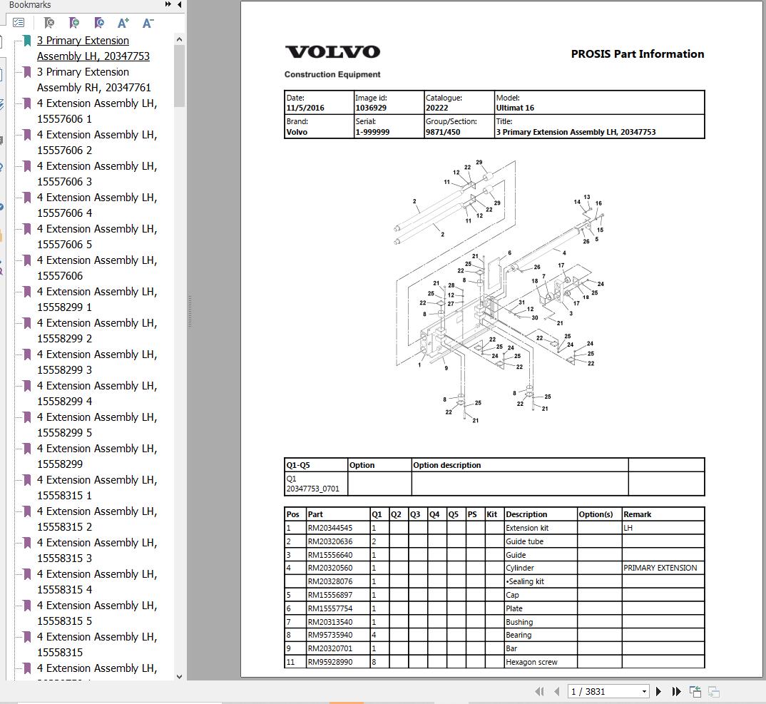 Volvo Screed Ultimat 16 Parts and Service Repair Manual 1