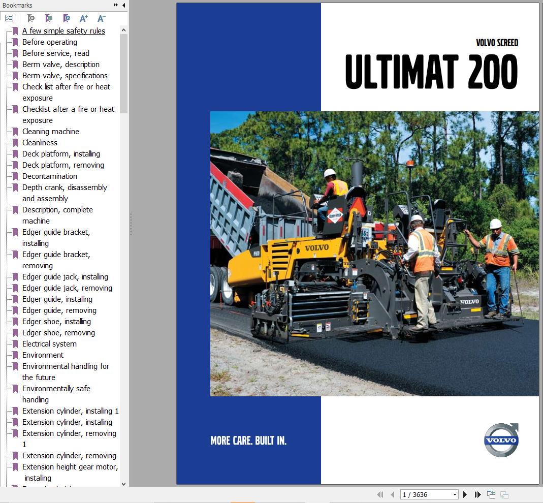 Volvo Screed Ultimat 200 Service and Repair Manual 1
