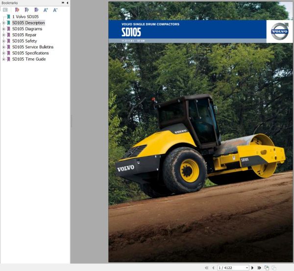 Volvo Single Drum Compactors SD105 Service and Repair Manual 1