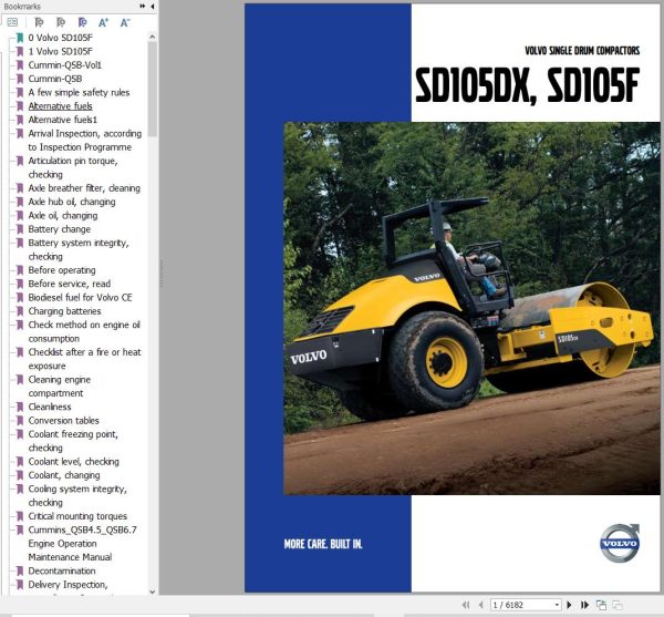 Volvo Single Drum Compactors SD105F Service and Repair Manual 1