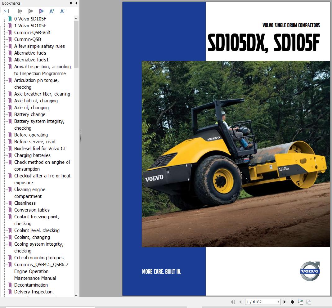 Volvo Single Drum Compactors SD105F Service and Repair Manual 1