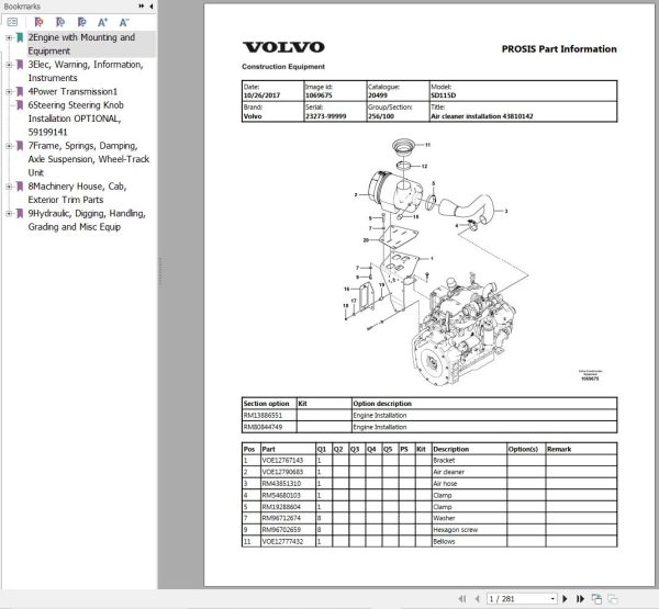 Volvo Single Drum Compactors SD115D Parts Catalog 1