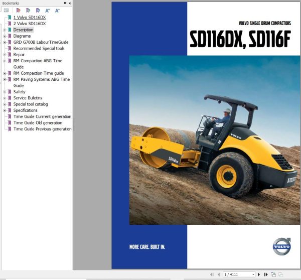 Volvo Single Drum Compactors SD116DX Service and Repair Manual 1