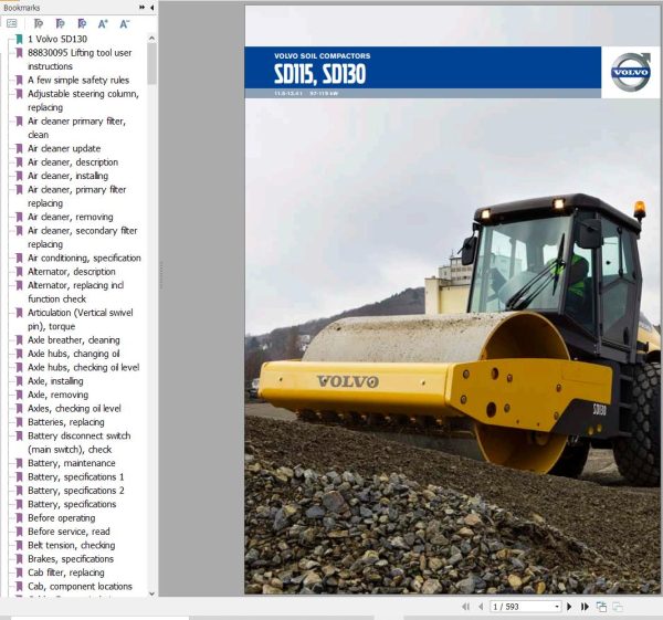 Volvo Single Drum Compactors SD130 Service and Repair Manual 1