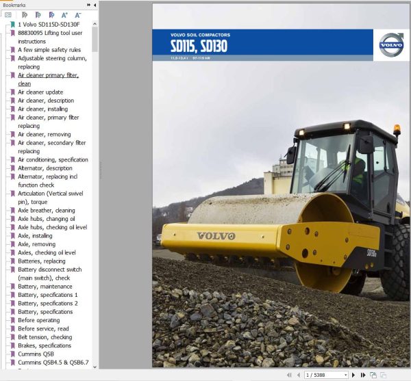 Volvo Single Drum Compactors SD130D Service and Repair Manual 1