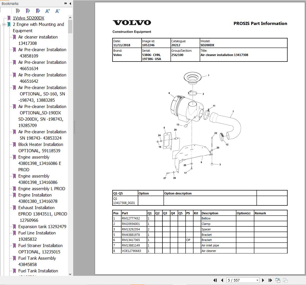 Volvo Single Drum Compactors SD200DX Parts Catalog 1