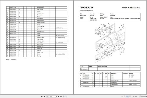 Volvo Single Drum Compactors SD200DX Parts Catalog 2