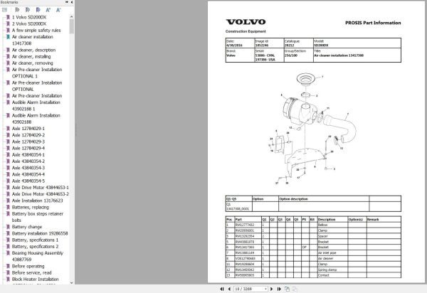 Volvo Single Drum Compactors SD200DX Parts and Service Repair Manual 1