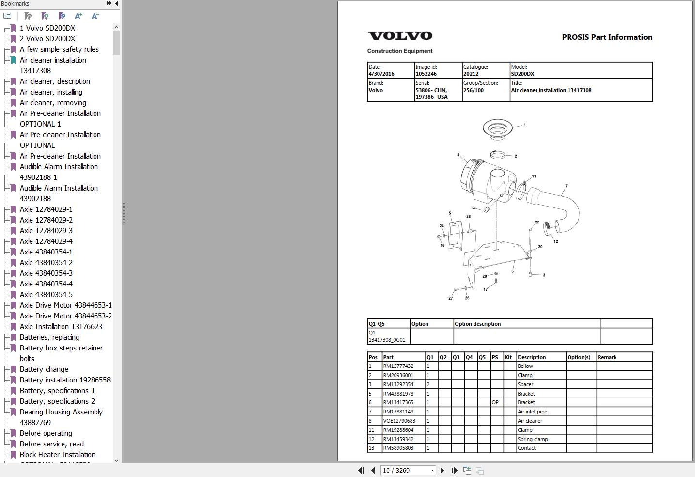 Volvo Single Drum Compactors SD200DX Parts and Service Repair Manual 1