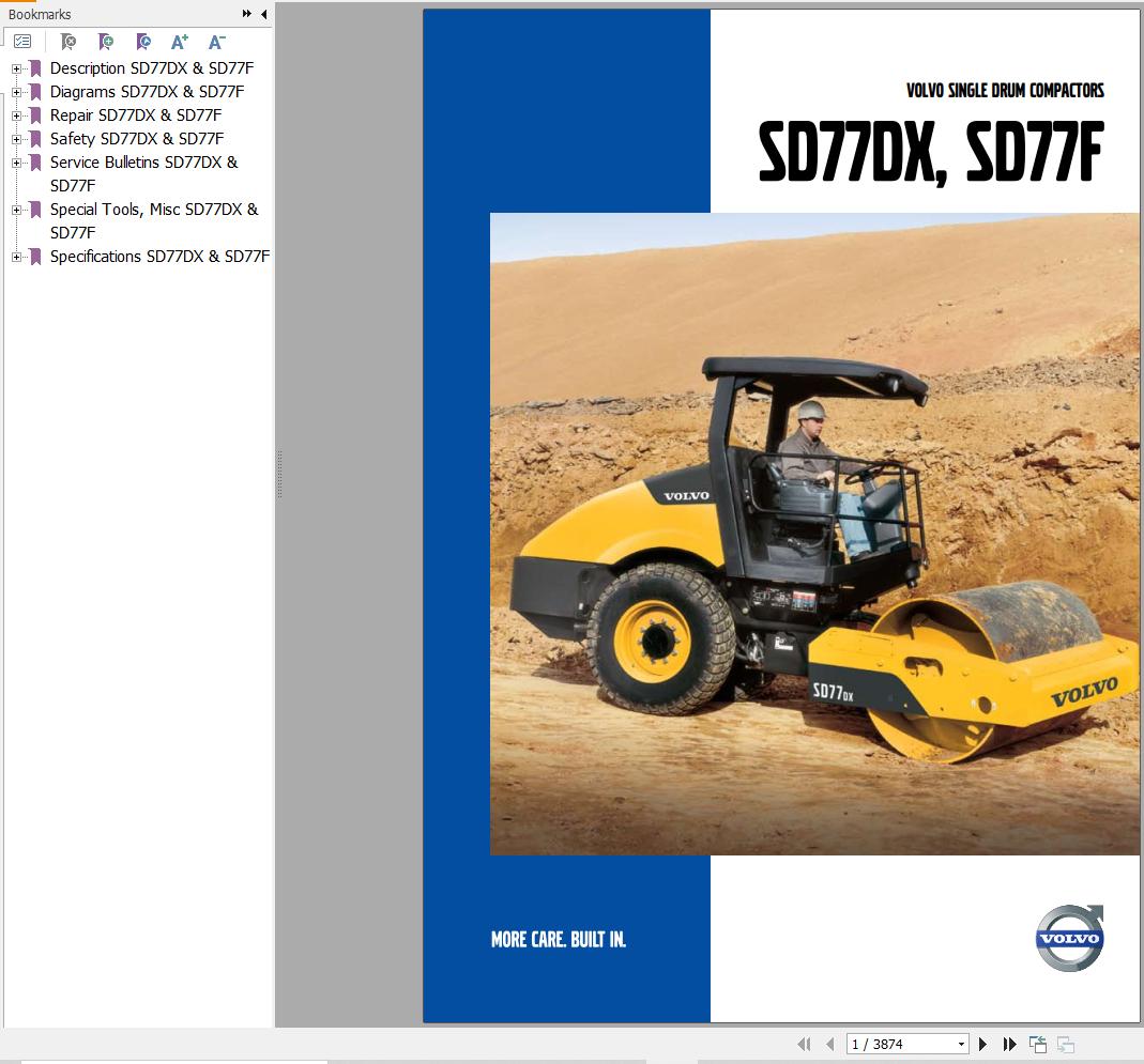 Volvo Single Drum Compactors SD77DX Service and Repair Manual 1