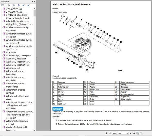 Volvo Skid Steer Loader MC115C Parts Service Repair Manual 1 1