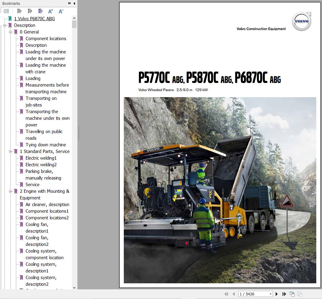 Volvo Tracked Paver P6870C ABG Service and Repair Manual 1