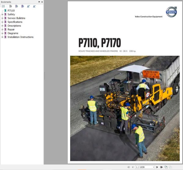 Volvo Tracked Paver P7110 Service and Repair Manual 1