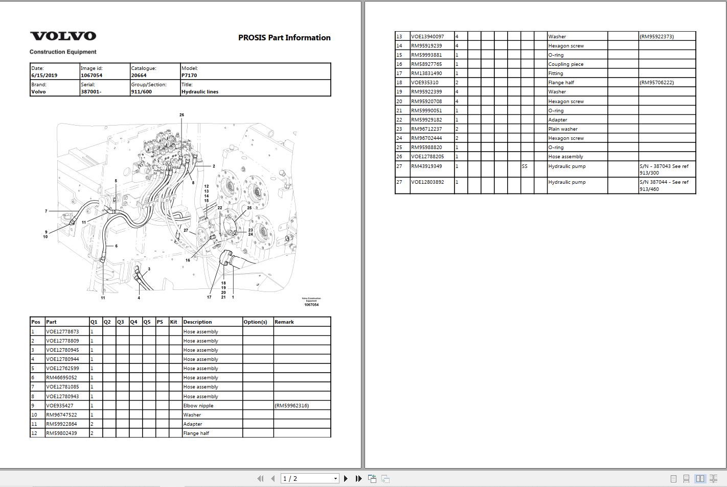 Volvo Tracked Paver P7170 Parts Catalog 1