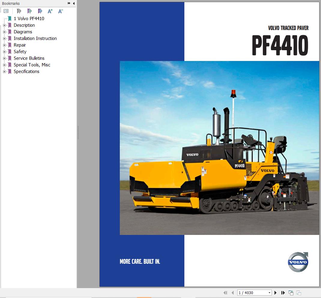 Volvo Tracked Paver PF4410 Service and Repair Manual 1