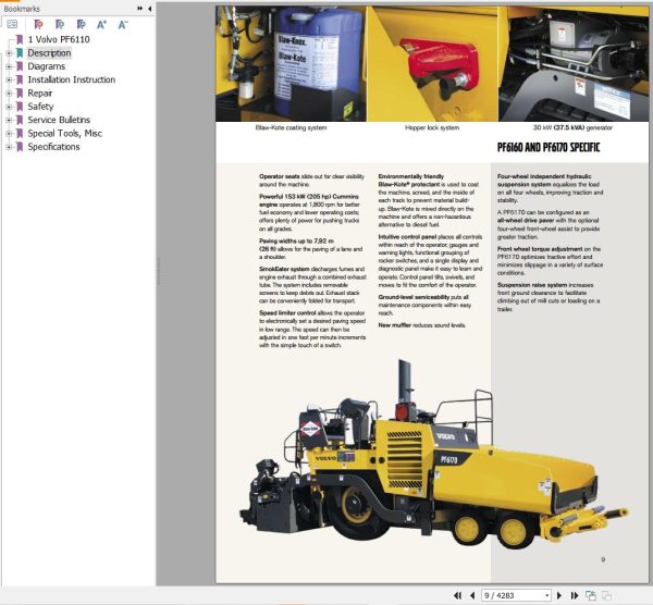 Volvo Tracked Paver PF6110 Service and Repair Manual 1