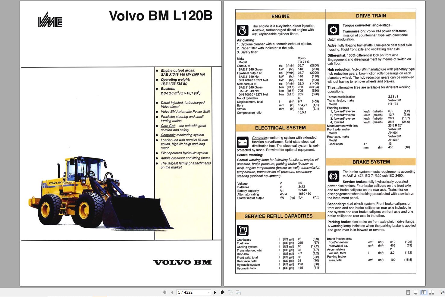 Volvo Wheel Loader BM L120B Service Repair Manual 1