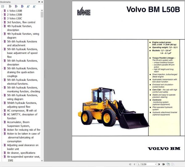 Volvo Wheel Loader BM L50B Service and Repair Manual 1