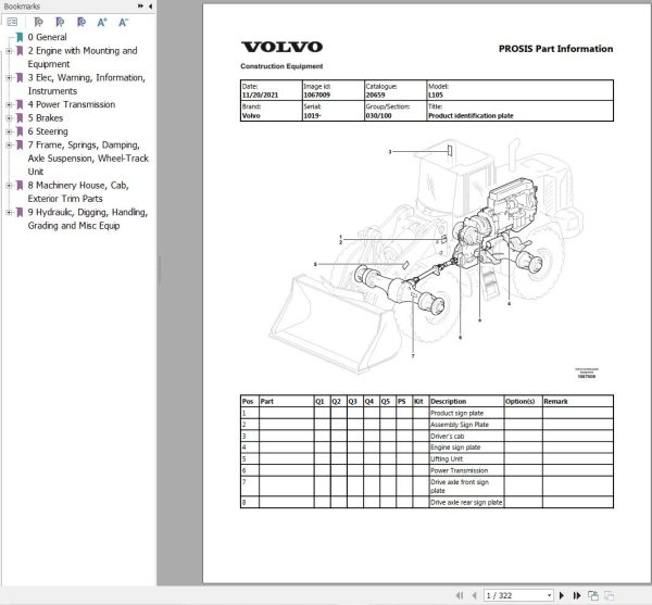 Volvo Wheel Loader L105 Parts Catalog 1