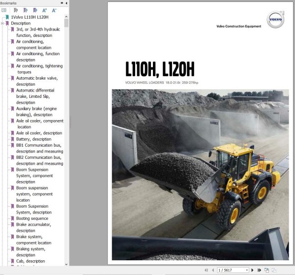 Volvo Wheel Loader L110H Service and Repair Manual 1