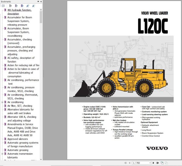 Volvo Wheel Loader L120C Service and Repair Manual 1
