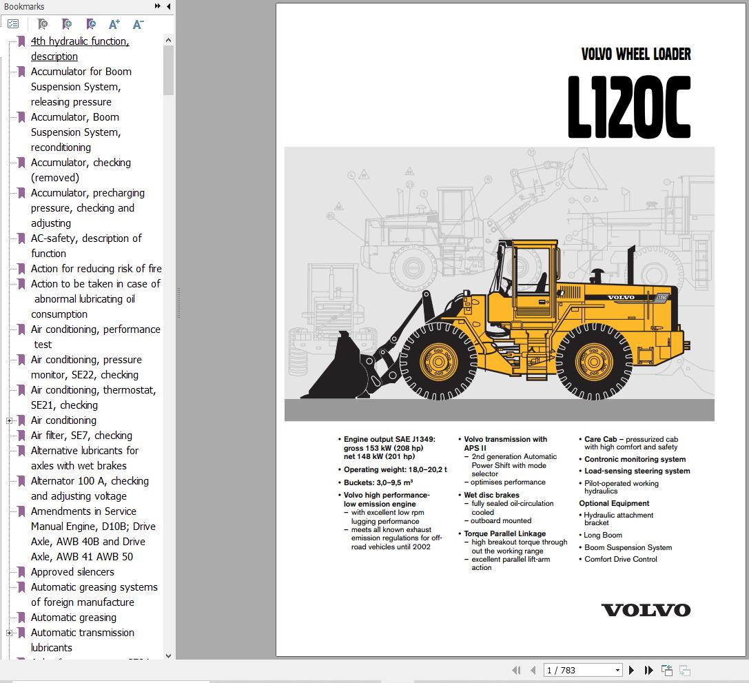 Volvo Wheel Loader L120C Service and Repair Manual 1