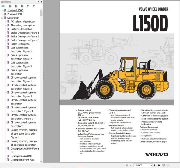 Volvo Wheel Loader L150D Service and Repair Manual 1
