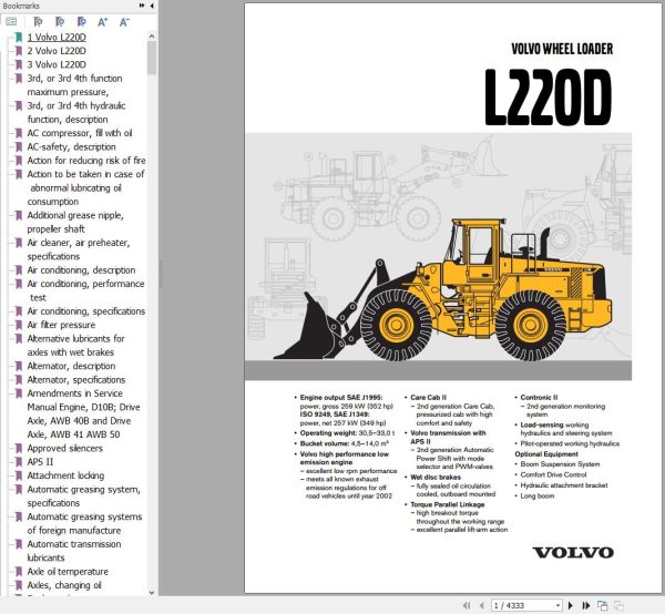 Volvo Wheel Loader L220D Service and Repair Manual 1