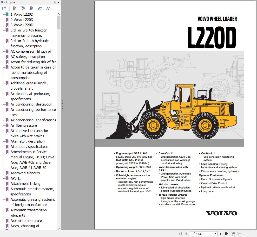 Volvo Wheel Loader L220D Service and Repair Manual 1