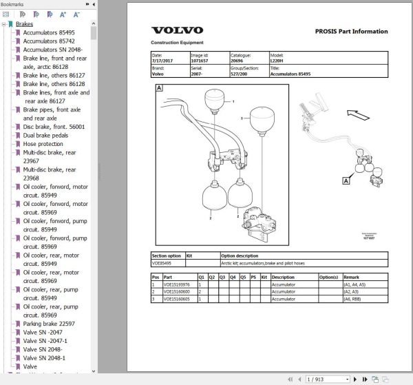 Volvo Wheel Loader L220H Parts Catalog 1