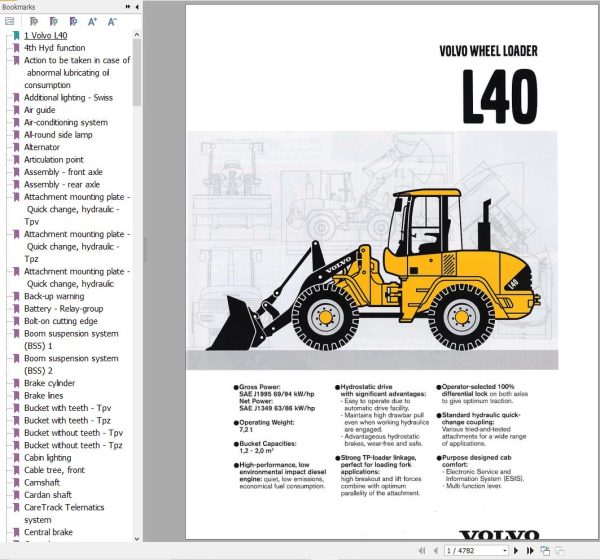 Volvo Wheel Loader L40 Parts and Service Repair Manual 1