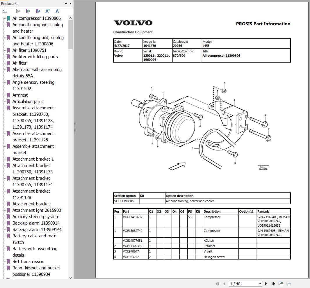 Volvo Wheel Loader L45F Parts Catalog 1