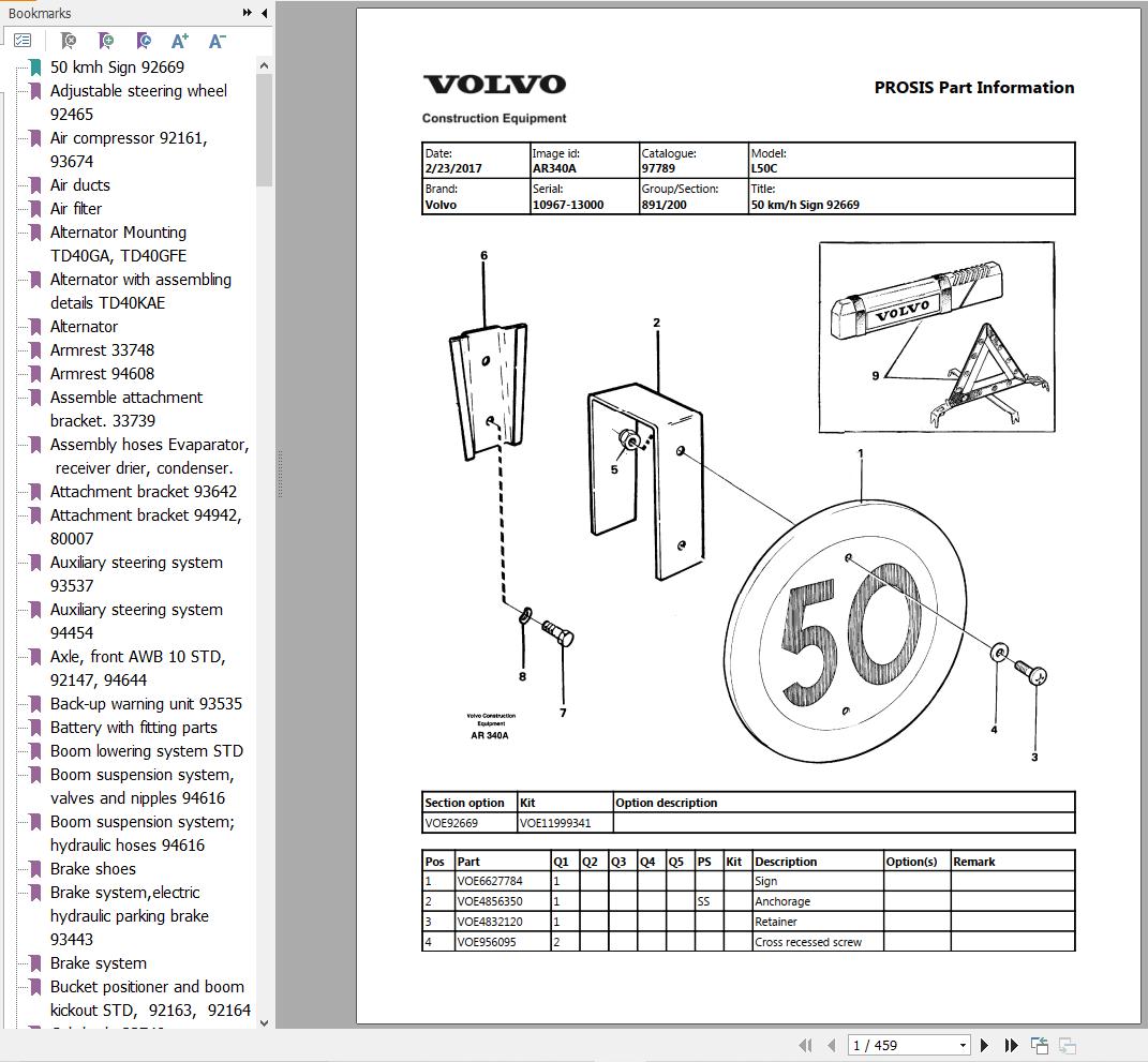 Volvo Wheel Loader L50C Parts Catalog 1