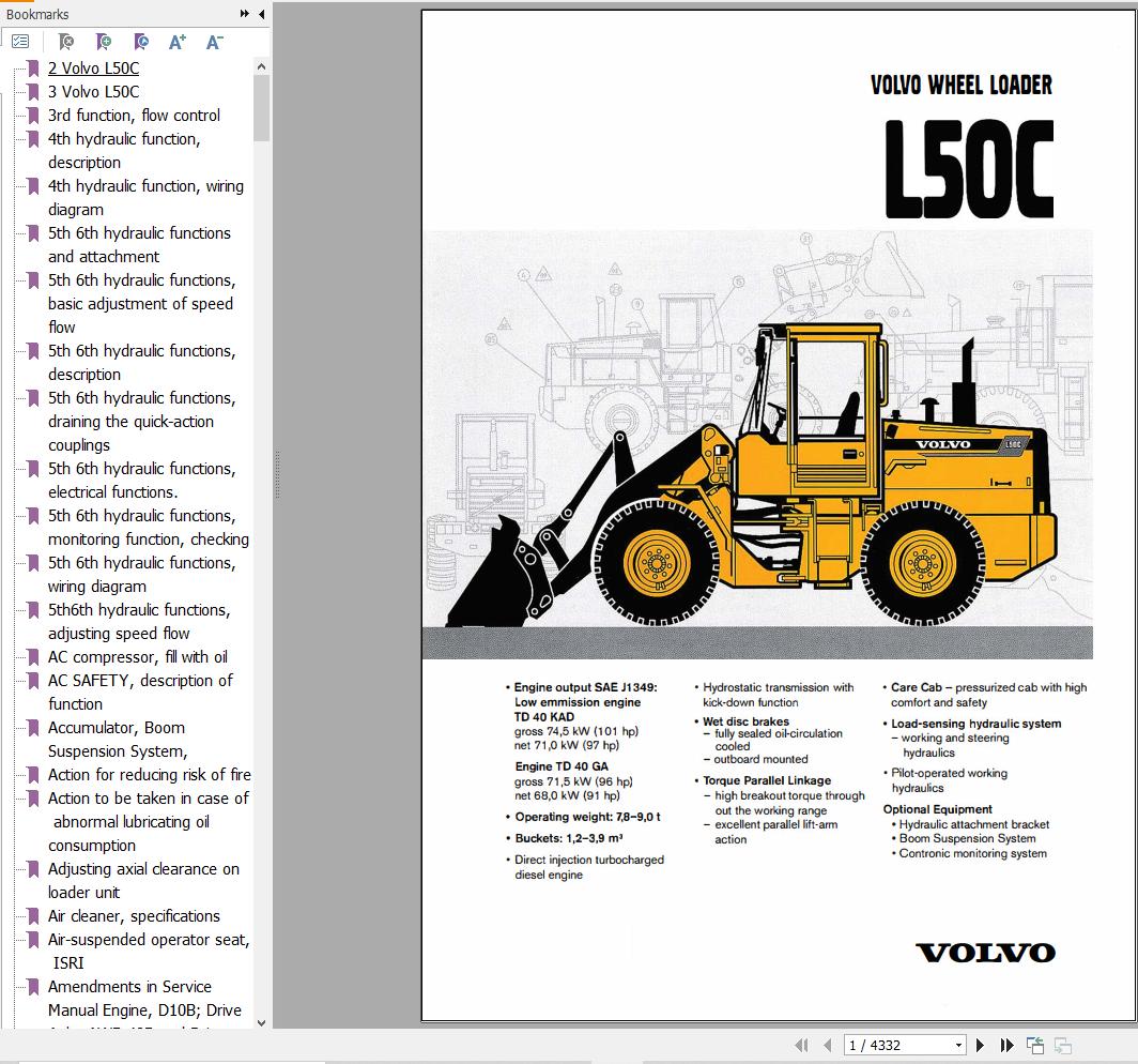 Volvo Wheel Loader L50C Service and Repair Manual 1