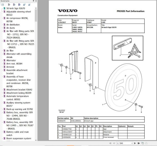 Volvo Wheel Loader L50D Parts Catalog 1