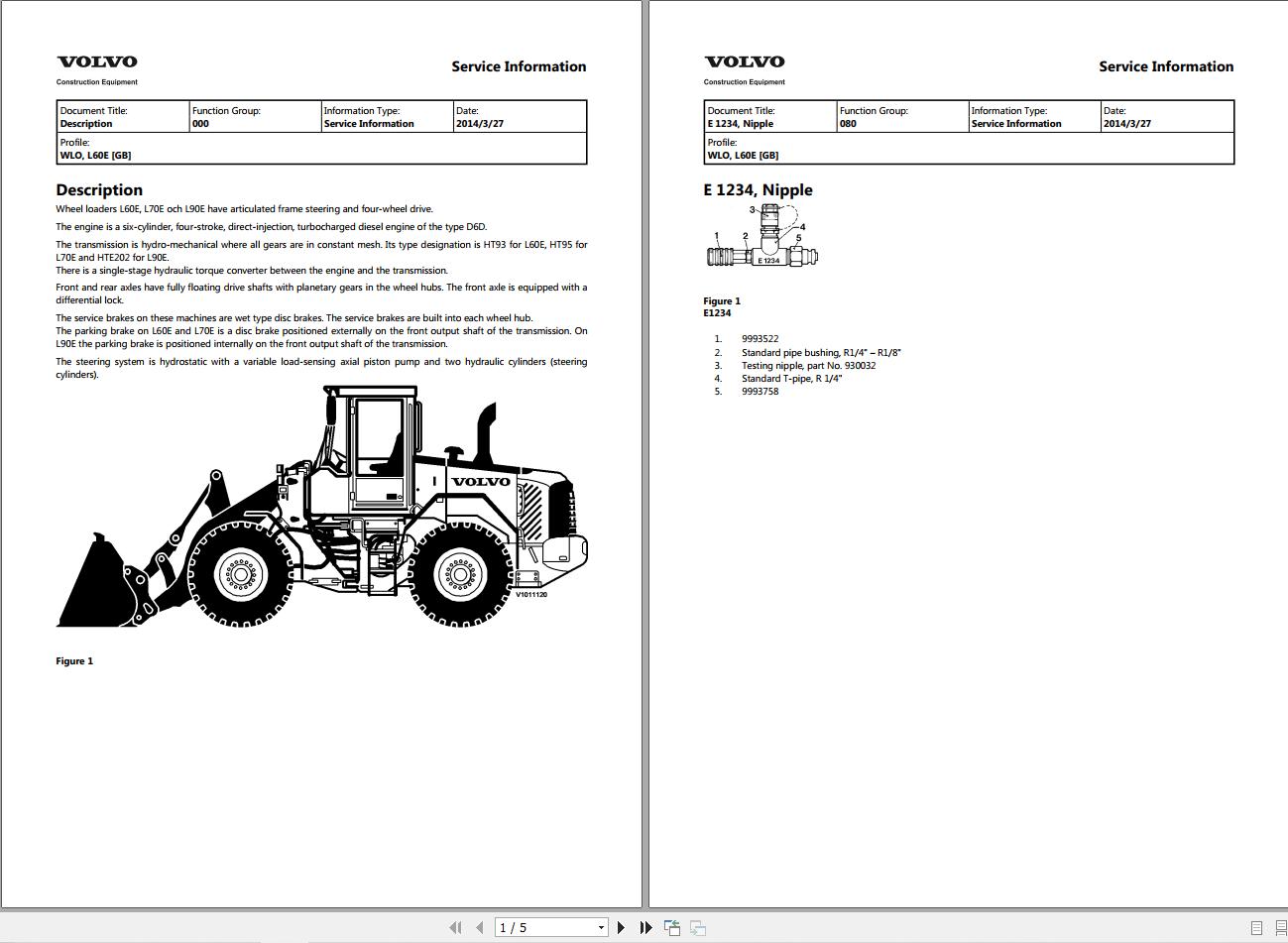 Volvo Wheel Loader L60E Service and Repair Manual 1