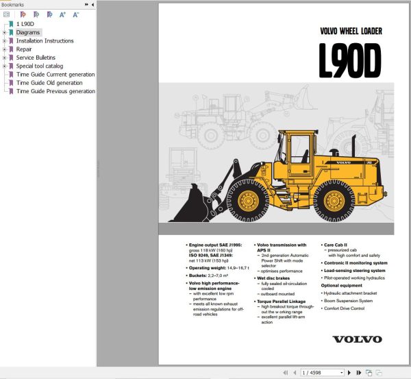 Volvo Wheel Loader L90D Service and Repair Manual 1